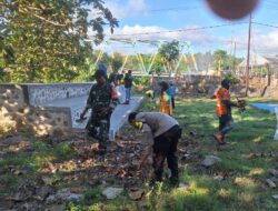 Bhabinkamtibmas Desa Goa Bersama Babinsa dan Pemerintah Kecamatan Jereweh Gelar Gotong Royong Bersama