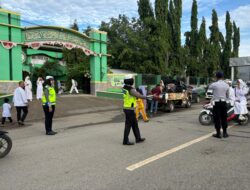 Lantas Polsek Rasanae Barat Laksanakan Strong Point Pagi, Ciptakan Kamseltibcarlantas