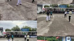 Kanit Pamobvit Polres Bima Kota Berikan Pelatihan Beladiri kepada Satuan Pengamanan Pertamina IT Bima