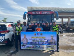 “Satlantas Menyapa” Unit Kamsel Satlantas Polres Kabupaten Sambangi Terminal Tente Sosialisasi Mudik Aman Keluarga Bahagia
