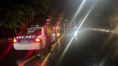 Waspada Gangguan Malam Hari, Satlantas Polres Lombok Barat Kepung Jalur Bypass BIL 1