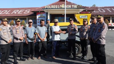 Dukung Program Ketahanan Pangan, Polres Lotim Berikan Bantuan Mesin Pipil Jagung Kepada Kelompok Tani