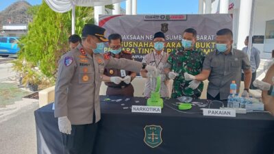Kapolres Hadiri Pemusnahan Barang Bukti Narkotika di Kejaksaan Negeri Sumbawa Barat
