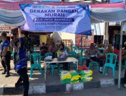 POLRES DOMPU GELAR GERAKAN PANGAN MURAH, JUAL 1,5 TON BERAS UNTUK BANTU MASYARAKAT