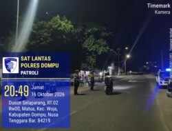 SAT LANTAS POLRES DOMPU GELAR BLUE LIGHT PATROL DAN STRONG POINT MALAM, IMBAU MASYARAKAT TERTIB BERLALU LINTAS
